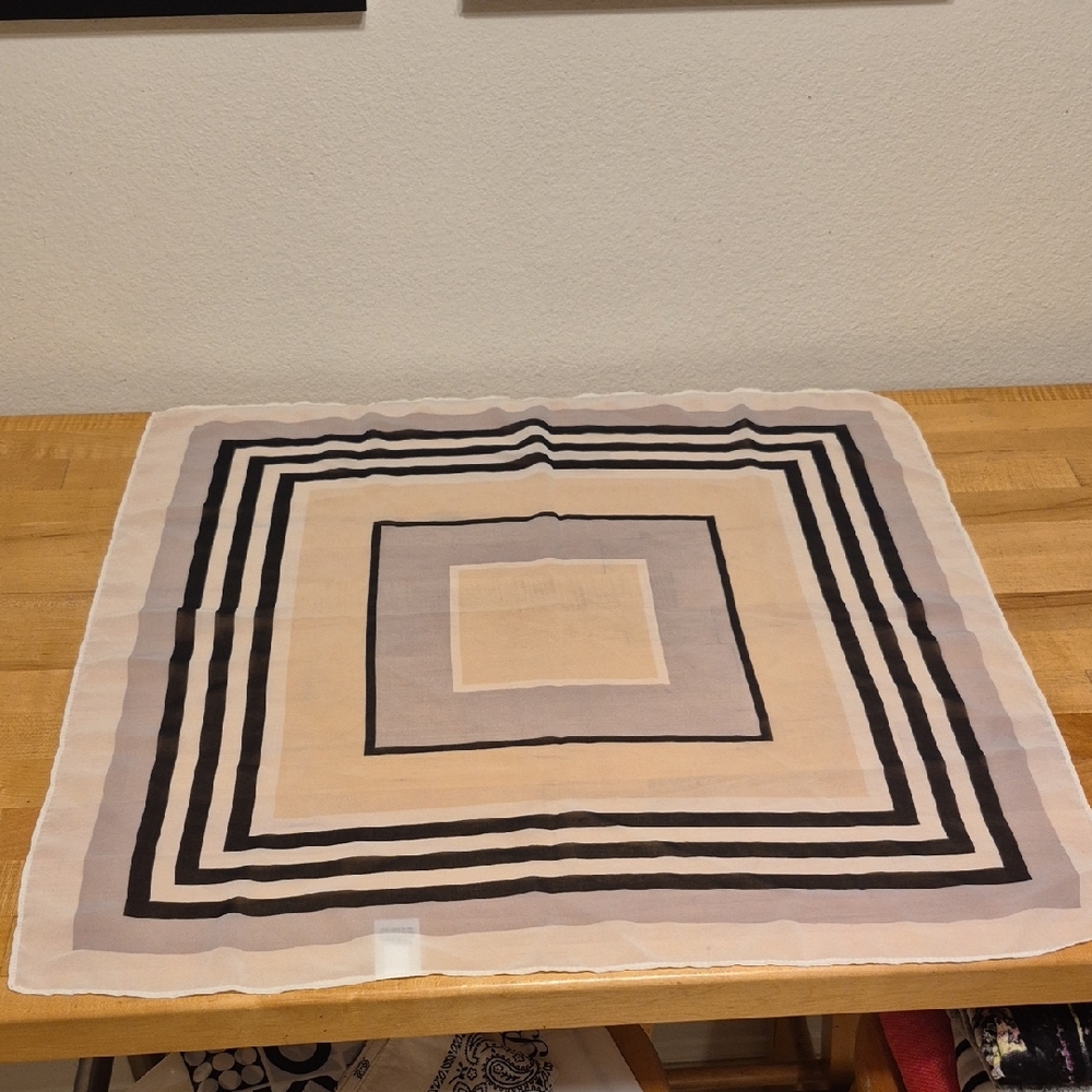 Square Scarf White Black Cream